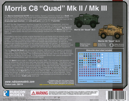 Rubikon Models 280114 Morris C8 "Quad" Mk II/Mk III Field Artillery Tractor