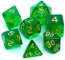 Komplet kości RPG Kryształowe Ciemnozielone