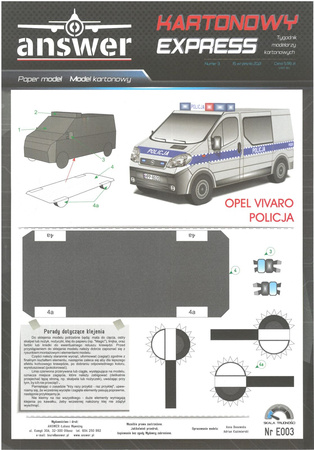 Model kartonowy Kartonowy Express KEX003 Opel Vivaro Policja