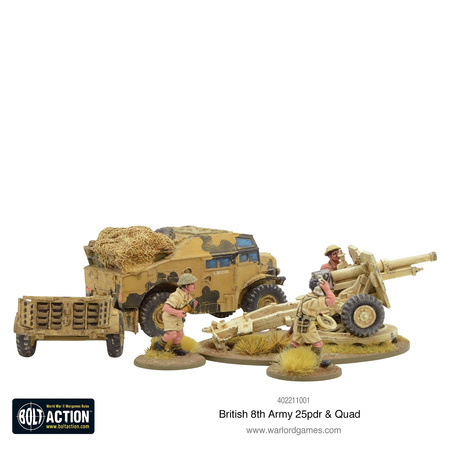 Bolt Action WWII British 8th Army 25-pdr Artillery, Quad & Limber