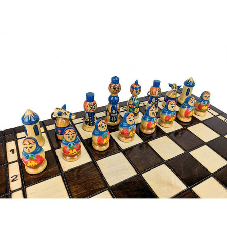 Szachy drewniane wypalane Babuszki 40,5 cm