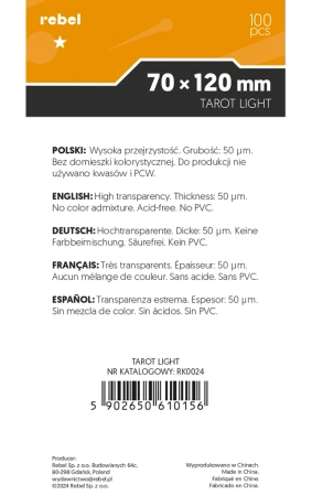 Koszulki ochronne Rebel 70x120 mm Tarot Auriga Light