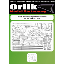 Orlik W176 Elementy wycinane laserowo do modelu kartonowego Orli A176 SZD-8 Jaskółka ter