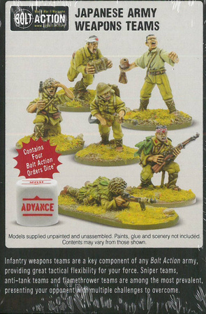 Bolt Action WWII Japanese Army Weapons Teams + 3 kości rozkazów