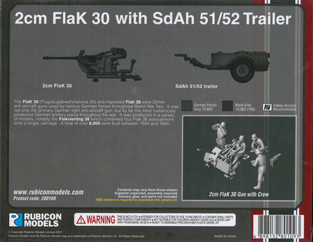 Rubikon Models 280109 2cm FlaK 30 z przyczepą SdAh 51/52 Trailer