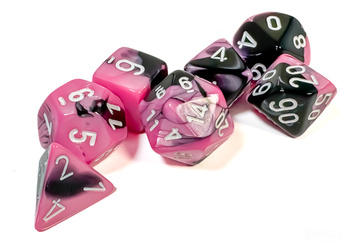 Kości zestaw RPG Chessex 26430 Gemini Black-Pink / White Polyhedral
