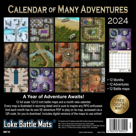 Calendar of Many Adventures 2024 - kalendarz map taktycznych