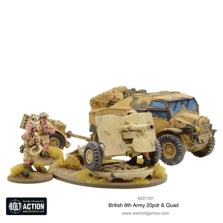 Bolt Action WWII British 8th Army 25-pdr Artillery, Quad & Limber