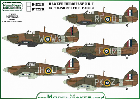 ModelMaker D48226 Hawker Hurricane Mk.I in Polish Service part 2 zestaw kalkomanii w skali 1:48