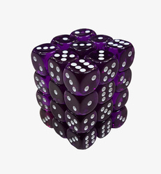 Kości Chessex 36xD6 Transparentne Fiolet / białe oczka