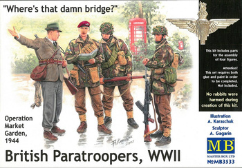 Master Box 3533 British Paratroopers "Where's that damn Bridge?" Operation Market Garden, 1944 zestaw plastikowy do sklejenia i pomalowania