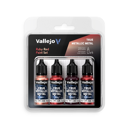 Vallejo 77254 True Metallic Metal Ruby Red Paint Set