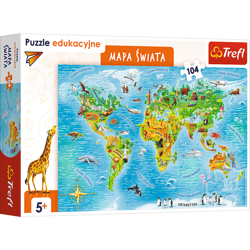 Puzzle 104 Edukacyjna Mapa Świata (Trefl)