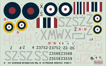 ModelMaker D48227 Hawker Hurricane Mk.II in Polish Service part 2 zestaw kalkomanii w skali 1:48