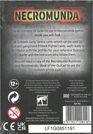 Necromunda Underhive Outcasts Gang Tactics Cards