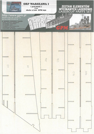 Wręgi do modelu GPM 632 ORP Warszawa w skali 1:100
