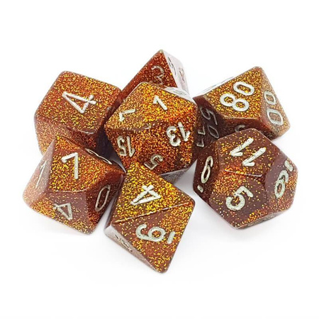 Kości zestaw RPG Glitter Gold Silver Chessex