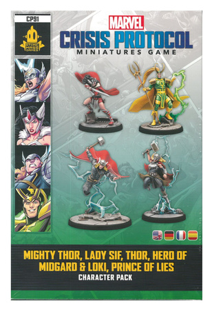 Marvel Crisis Protocol CP91 Mighty Thor, Lady Sif, Thor, Hero of Midgard & Loki, Prince of Lies Character Pack