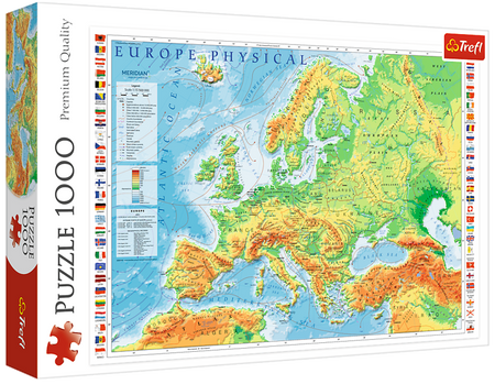 Puzzle 1000 Mapa Fizyczna Europy (Trefl)