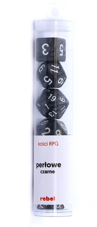Komplet kości RPG Perłowe Czarne (Rebel)