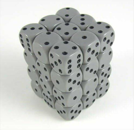 Kości zestaw 36xD6 Chessex 25810 Opaque Dark Grey w/ black