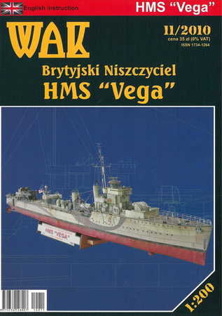Model kartonowy WAK 11/10 niszczyciel HMS Vega (L 41)