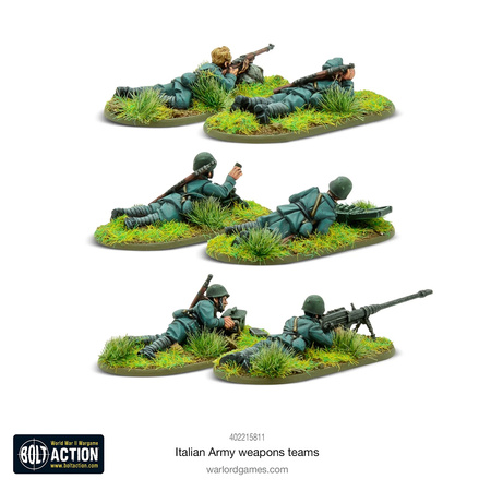 Bolt Action WWII Italian Army Weapons Teams + 3 kości rozkazów