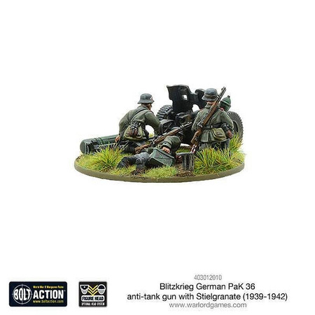 Bolt Action Blitzkrieg German Pak 36 Anti-tank Gun with stielgranate