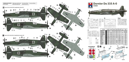 Model plastikowy do sklejenia i pomalowania Hobby 2000 Dornier Do 335 A-0 Pfeil