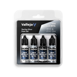 Vallejo 77251 True Metallic Metal Sterling Silver Paint Set