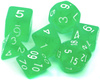 Kości zestaw RPG kryształ jasnozielone białe cyfry (Rebel)