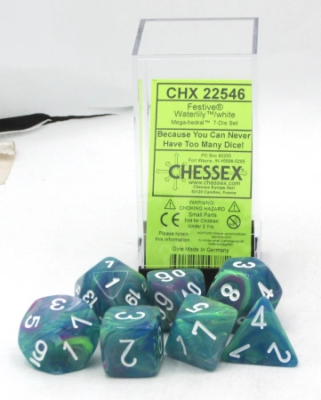 Kości zestaw RPG Chessex 22546 Festive Waterlily / White Mega-hedral