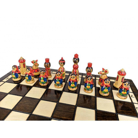 Szachy drewniane wypalane Babuszki 40,5 cm