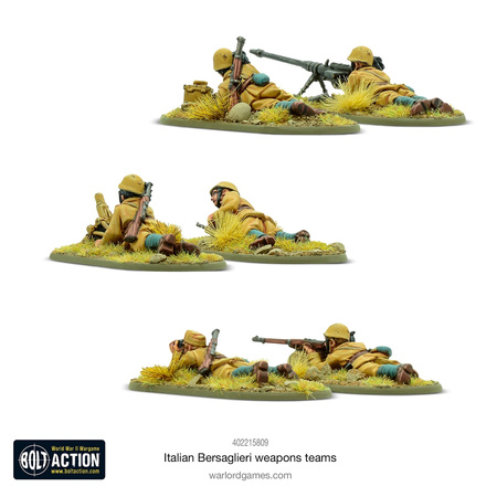 Bolt Action WWII Italian Bersaglieri Weapons Teams + 3 kości rozkazów