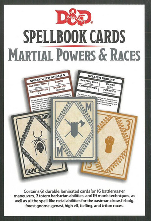 D&D 5.0 Spellbook Cards Martial Powers Races
