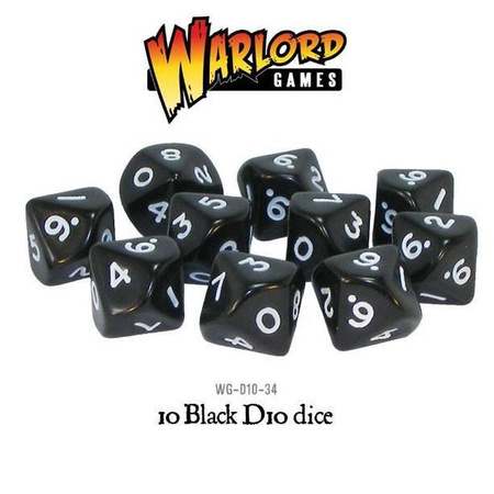 Zestaw Kości D10 Black czarne (Warlord)