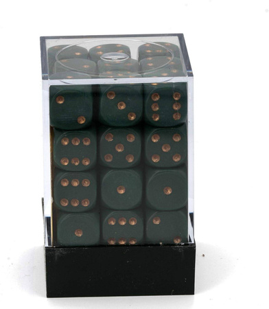 Kości zestaw 36xD6 Chessex 25815 Opaque Dusty Green w/ copper