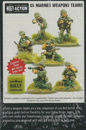 Bolt Action WWII US Marines Weapons Teams + 3 kości rozkazów
