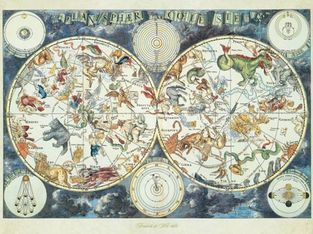 Puzzle 1500 Mapa z fantastycznymi zwierzętami (Ravensburger)