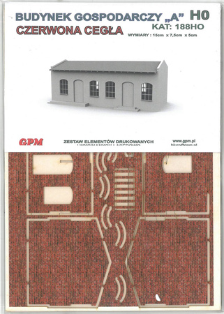 GPM 188H0 Budynek Gospodarczy "A" czerwona cegła model wycinany laserowo do sklejenia