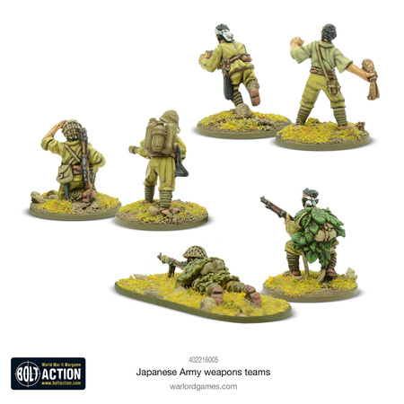 Bolt Action WWII Japanese Army Weapons Teams + 3 kości rozkazów