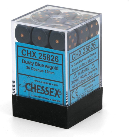 Kości zestaw 36xD6 Chessex 25826 Opaque Dusty Blue w/ copper