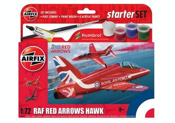 Airfix A55002 RAF Red Arrows Hawk Starter Set model plastikowy do sklejenia i pomalowania