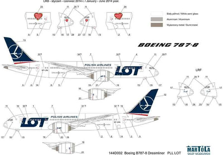 Kalkomania Boeing 787-8 Dreamliner PLL LOT