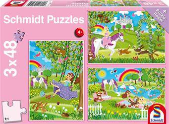 Puzzle - 3 x 48 - Księżniczki w Ogrodzie