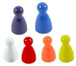 Pionki z główką do gry plastik - kolorowe - 6 szt 