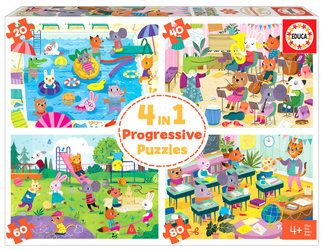 Puzzle 20+40+60+80 el. Dzień w szkole (Educa)