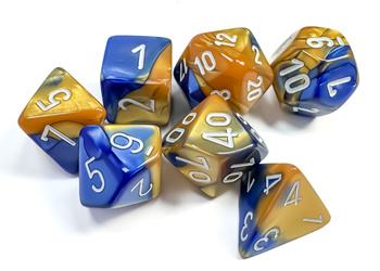 Kości zestaw RPG Chessex 26422 Gemini Blue-Gold w/White