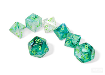 Kości zestaw RPG Chessex 27595 Borealis Kelp / Light Green Polyhedral