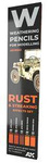 Weathering Pencils For Modeling - Rust & Streaking